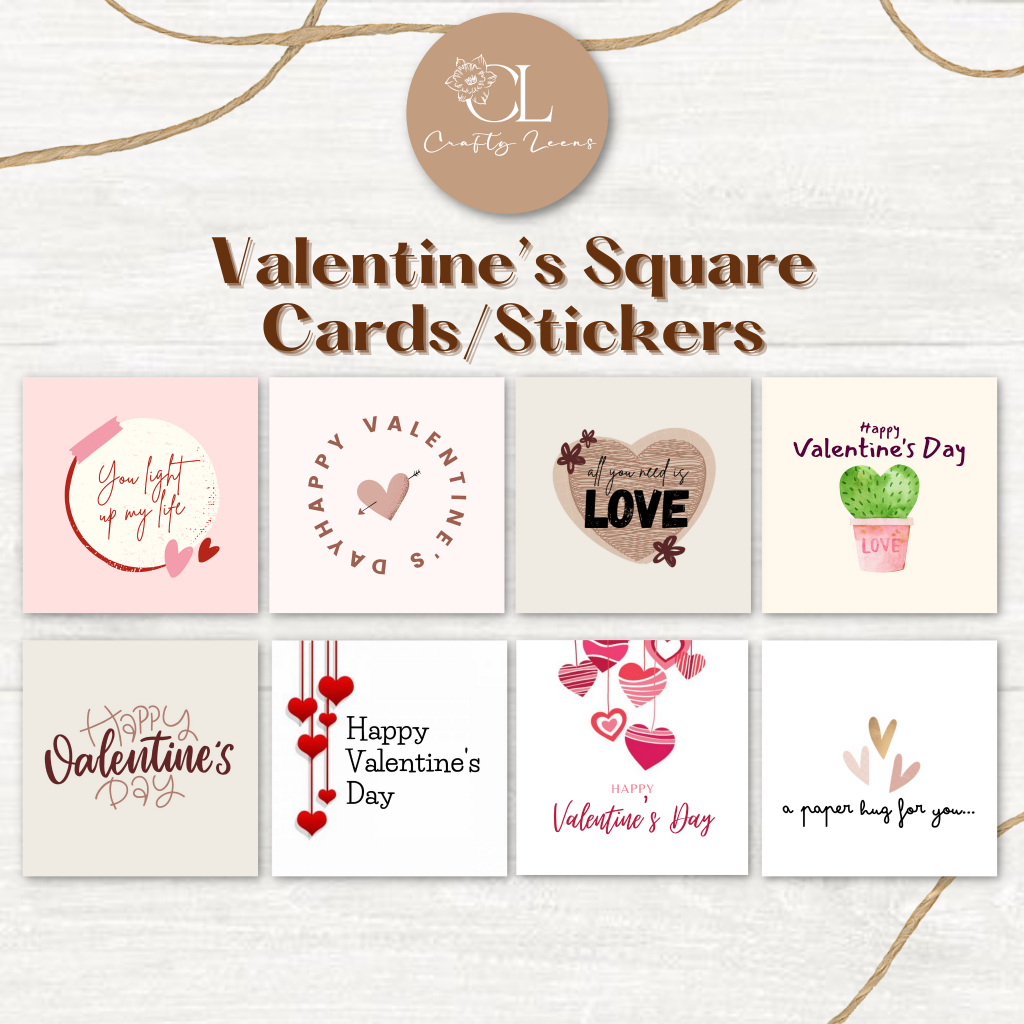 Personalized Valentine's Gift Card/Label | Square Cards/Stickers (Batch ...