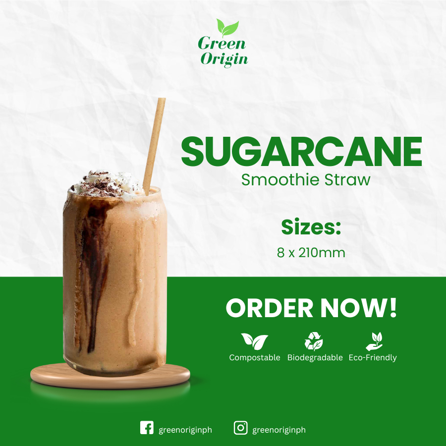 Sugarcane Straw: 100pcs 8mm Smoothie Straw, Frappe Straw Compostable ...