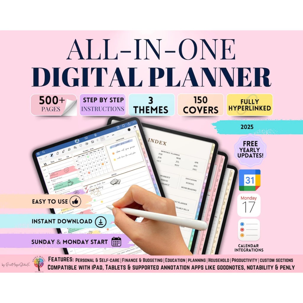 2026 Digital Planner, All-in-One Digital Planner 2026, Digital Journal ...