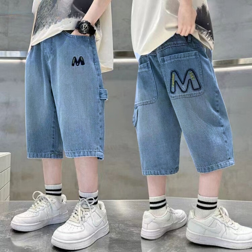 【KOOLOSET】Salt Washed Bermuda Cargo Denim Shop Smoke Rise Cargo Art Doodle Denim Shorts JS22116J-PB