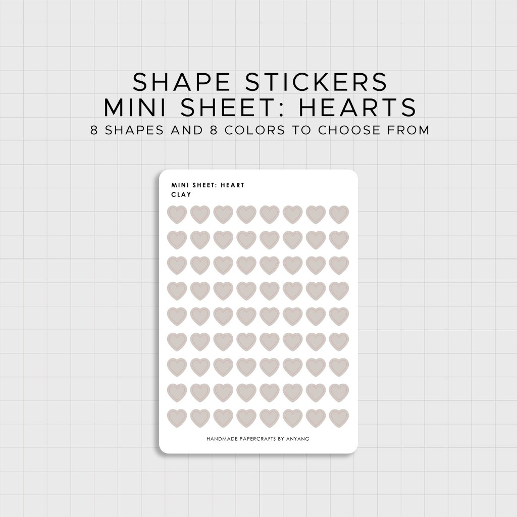 HEARTS Shape | MINI Sticker Sheets | Functional Planner Stickers for ...