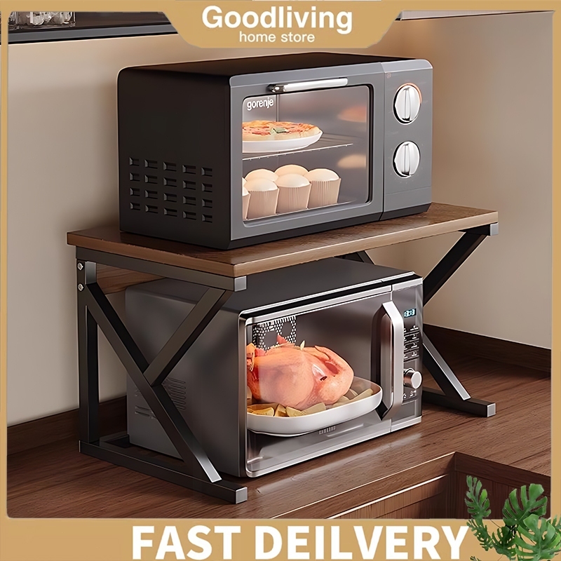 COD Wooden Microwave Rack Kitchen OrganizerTelescopic Storage Rack ...