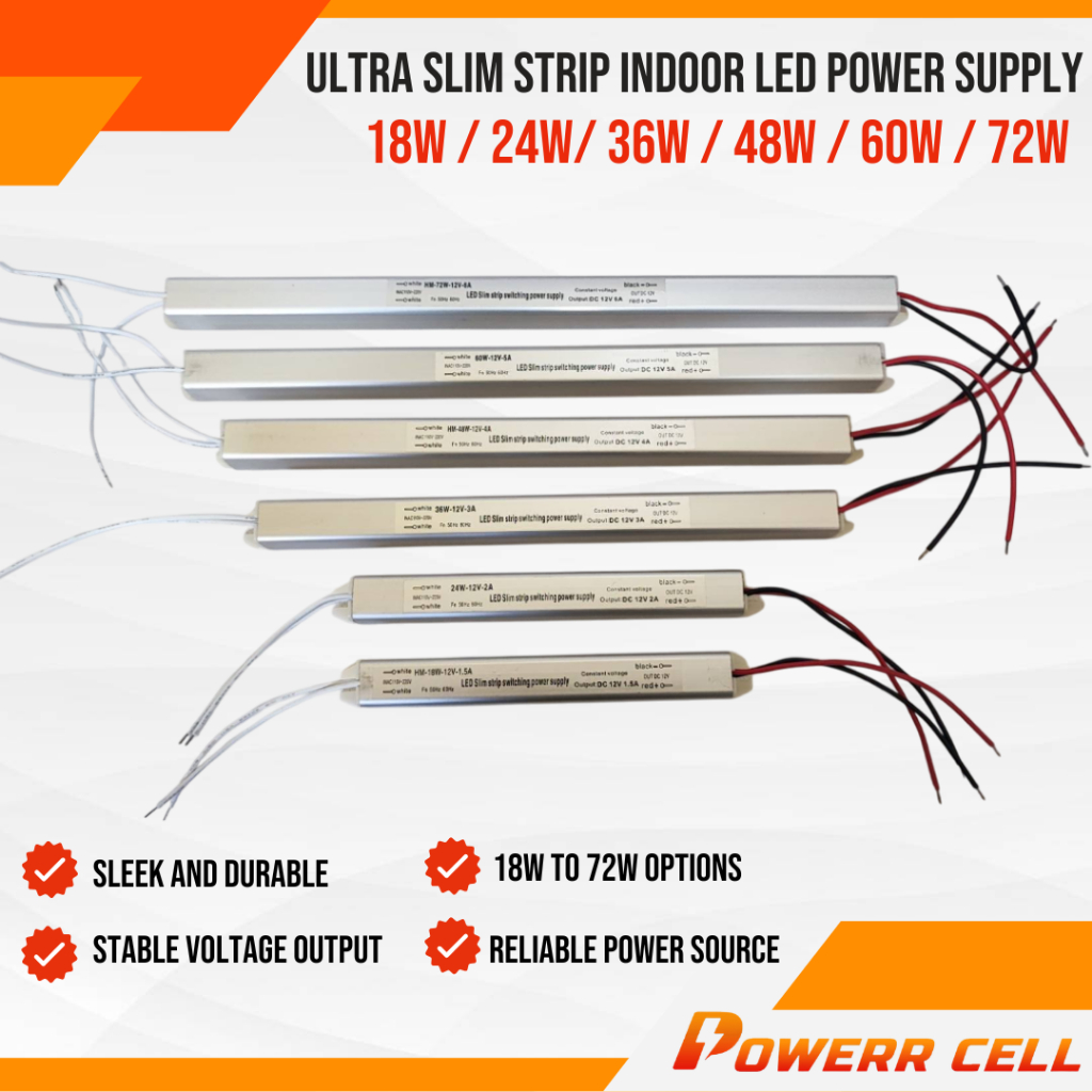 Powerrcell Power Supply 18W 24W 36W 72W Ultra Slim Indoor LED Signage ...