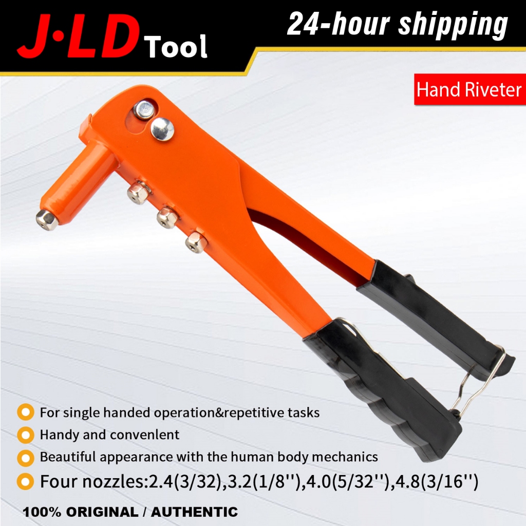 JLD Hand Riveter, Rivet Gun, 4 Nosepieces Set Durable and Suitable for ...