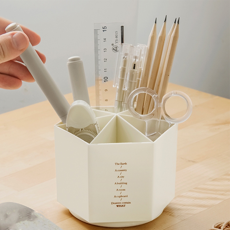 5 Grid Multi-Functional 360 ° Rotating Pen Holder Large Capacity ...