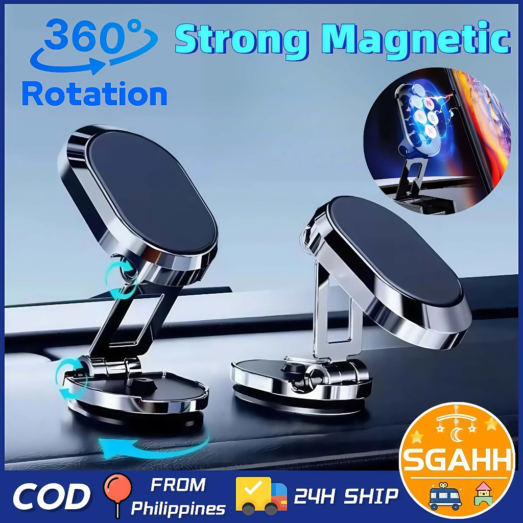 360 Rotatable Foldable Magnetic Car Phone Holder Magnet Smartphone ...