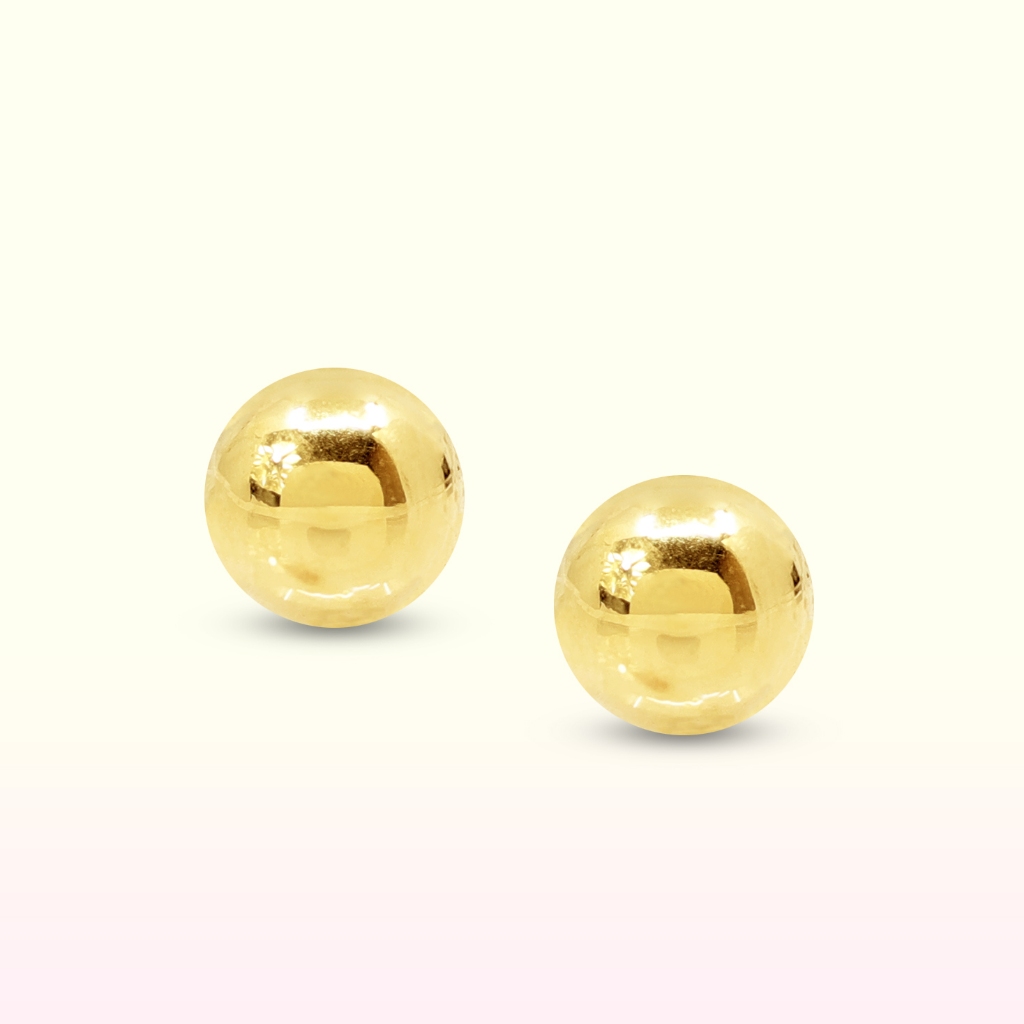 Sphere ladies threaded screw earrings in spanish 18k yellow gold