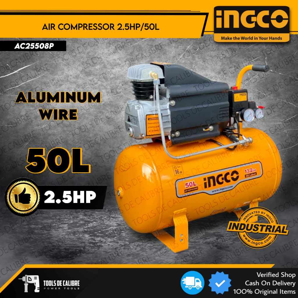 INGCO INDUSTRIAL 50L Air Compressor 2.5HP AC25508P | Shopee Philippines