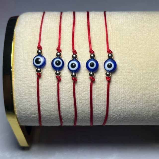 Evil Eye in Red and Black String Bracelet with 14k Gold Balls | Shopee ...