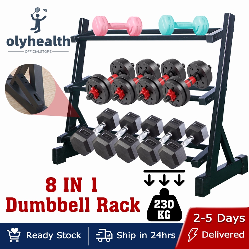 【FREE GIFT】Dumbbell Rack Stand 3 Layer Adjustable Multifunctional Home ...