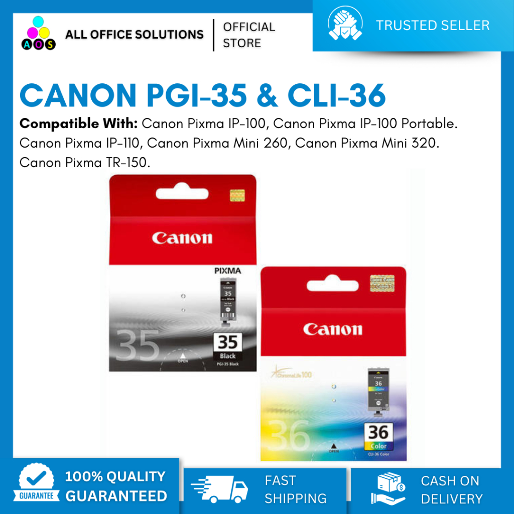 Lot De 2 Cartouches D'encre Noire Canon PGI-35 Originales – Pour Imprimante Pixma