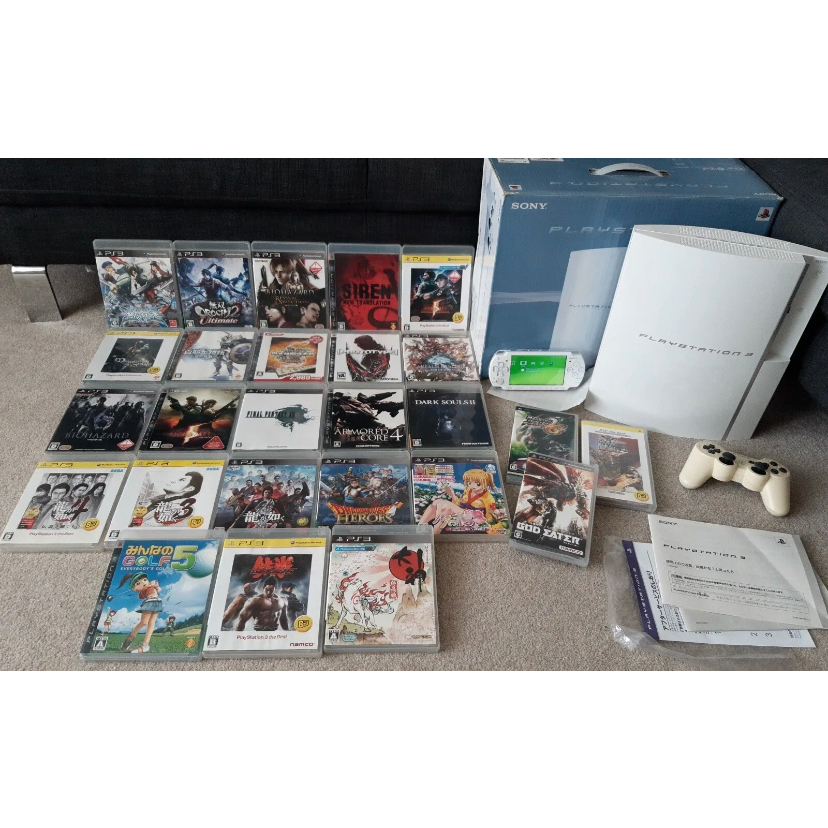 Sony PlayStation 3 Ceramic White 40GB CECHH00+PSP Japanese Console set+ ...