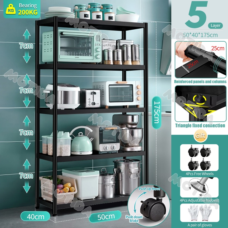 Kitchen Movable Steel Rack With Brake Wheels Boltless Shelf ...