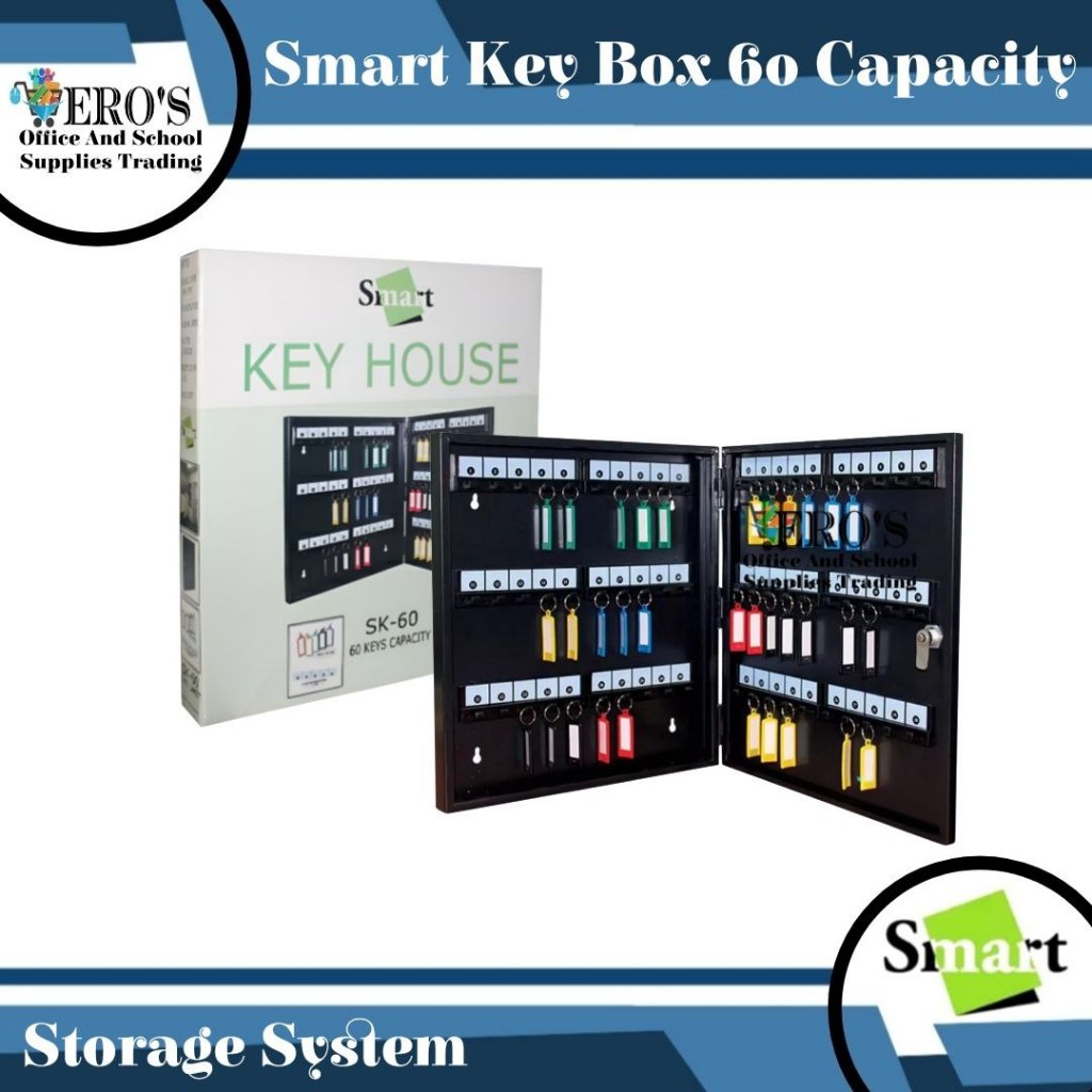 Key Box 60 Keys Capacity with FREE Keychain and Numbered Strips ...