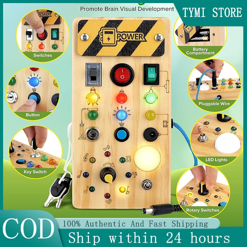 Montessori Busy Board with LED Light Switch Travel Toys for Baby and ...