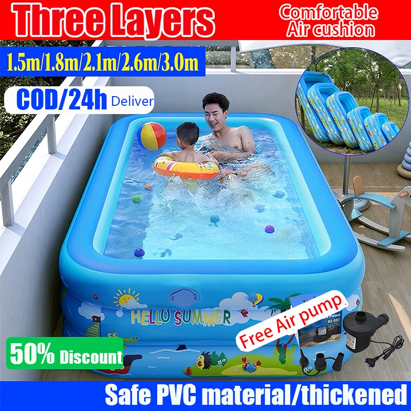 CECY Portable Big Inflatable Swimming Pool For Kids/Baby With Air Pump ...