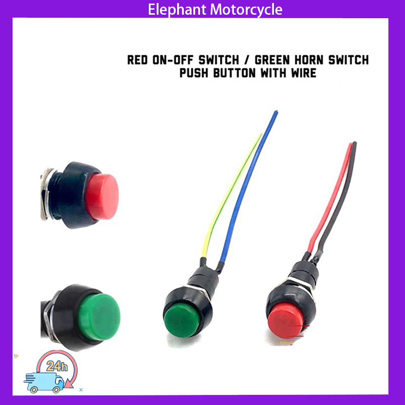 Motorcycle Red On-Off Switch for LED / Green Horn Pass Light Passing ...