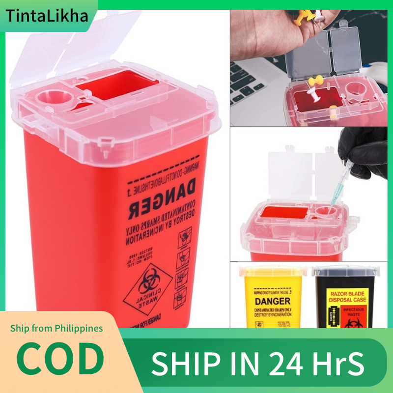 Red & Black Tattoo Sharps Disposal Container - Medical Grade Biohazard ...