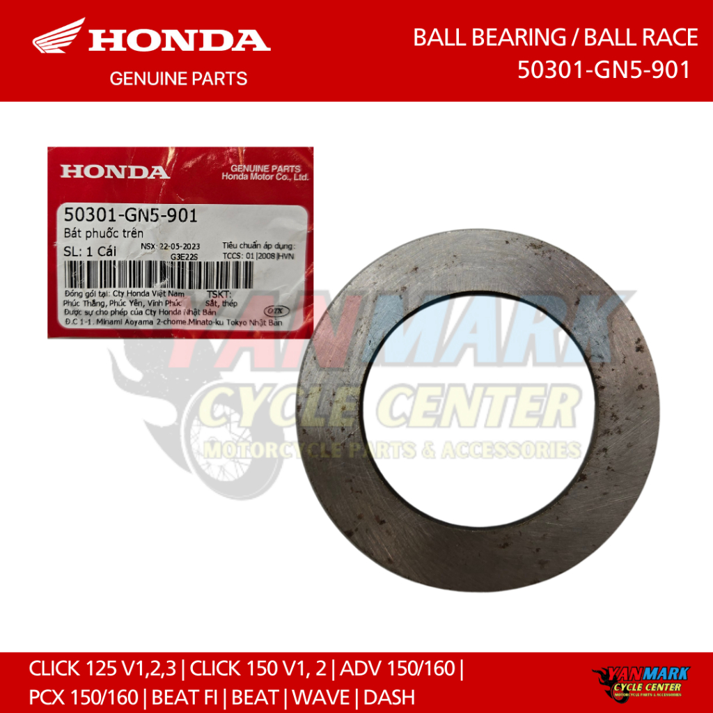 ORIGINAL HONDA - BALL BEARING / BALL RACE - CLICK 125 V1,2,3 | CLICK ...