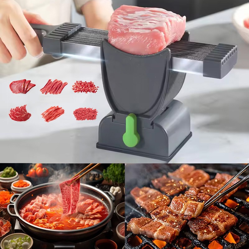 Fresh Meat Slicer Cutter, Thickness Adjustable 2/4 mm ,17 IN 1 ...