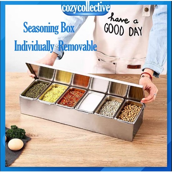 Stainless Steel Seasoning Restaurant Chef with Lid Storage Box ...