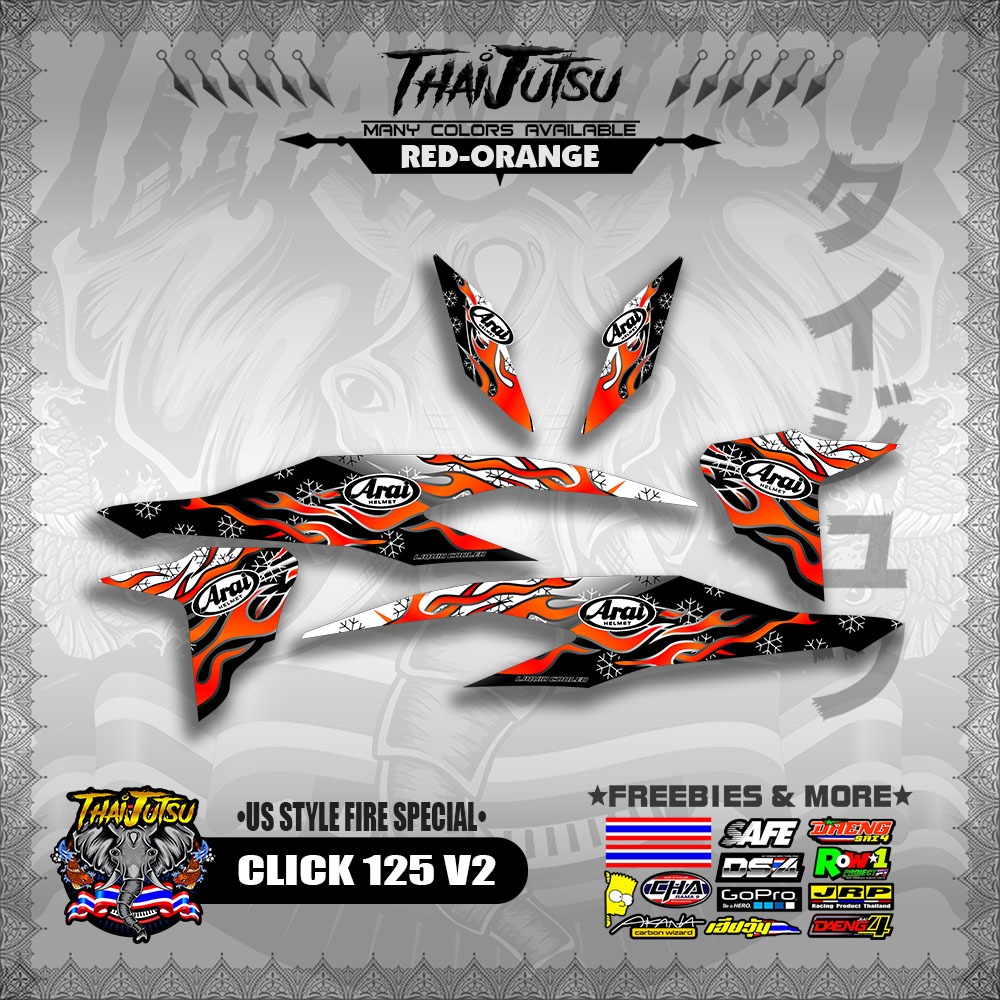 CLICK 125 V2 DECALS ( US STYLE FIRE SPECIAL )【ThaijutsuStickers ...