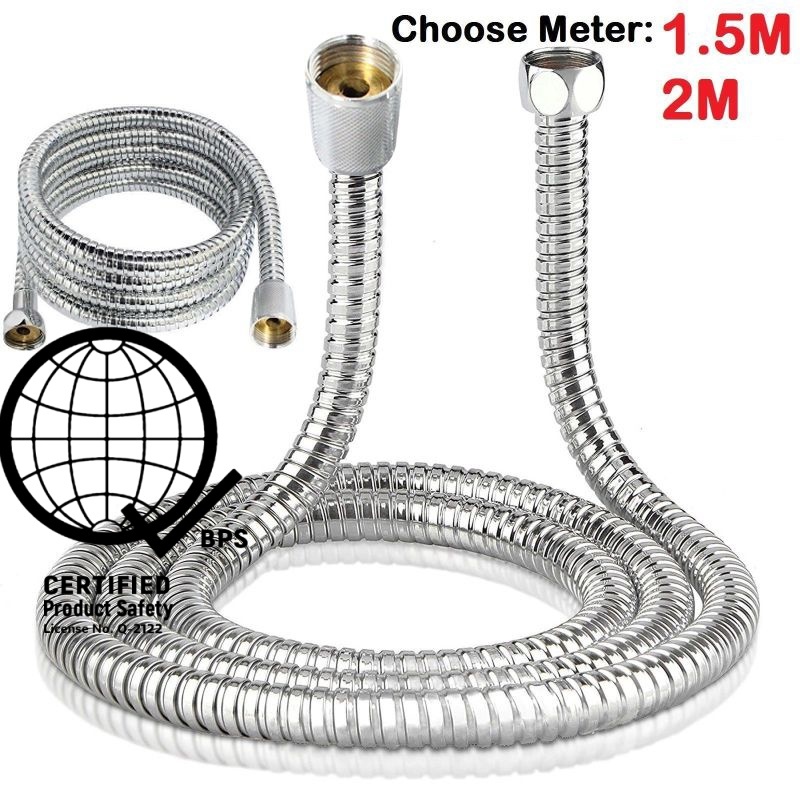 1.2m/1.5m Gunmetal Grey Stainless Steel Shower Hose – Extra Thick, Flexible Water Pipe For High Pressure & Outdoor Use (120cm Length)