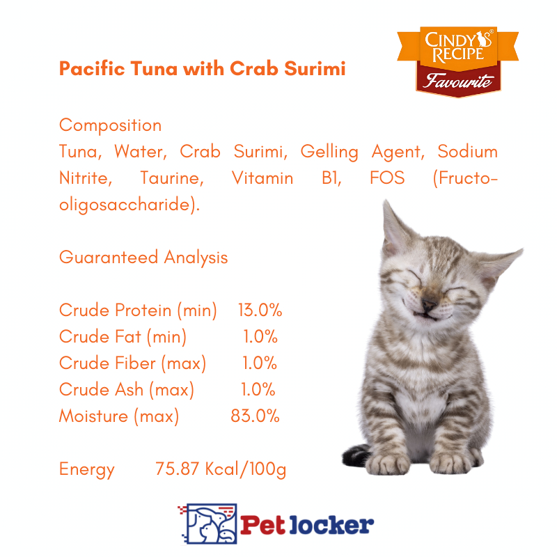 Cindy's Recipe Favourite Pacific Tuna with Crab Surimi 400g Wet Cat ...