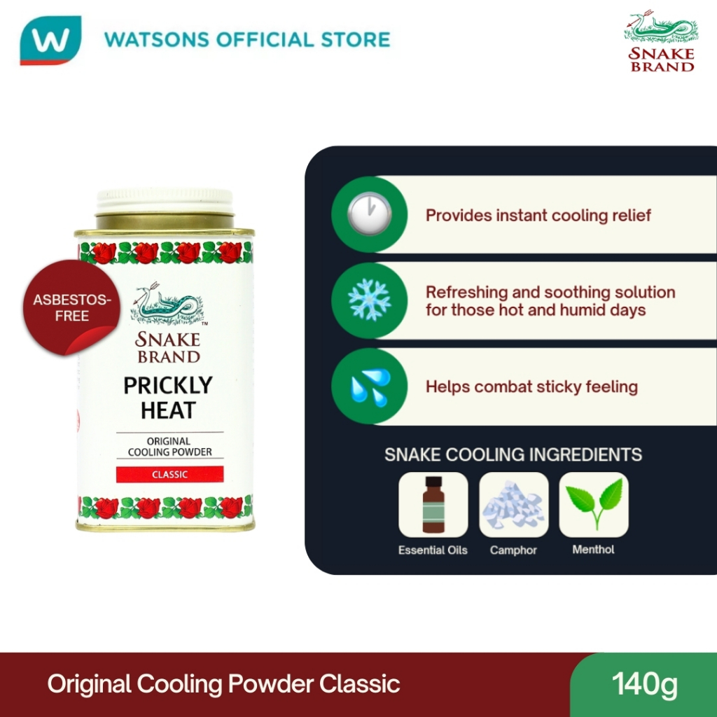 SNAKE BRAND Prickly Heat Original Cooling Powder Classic 140g | Shopee ...