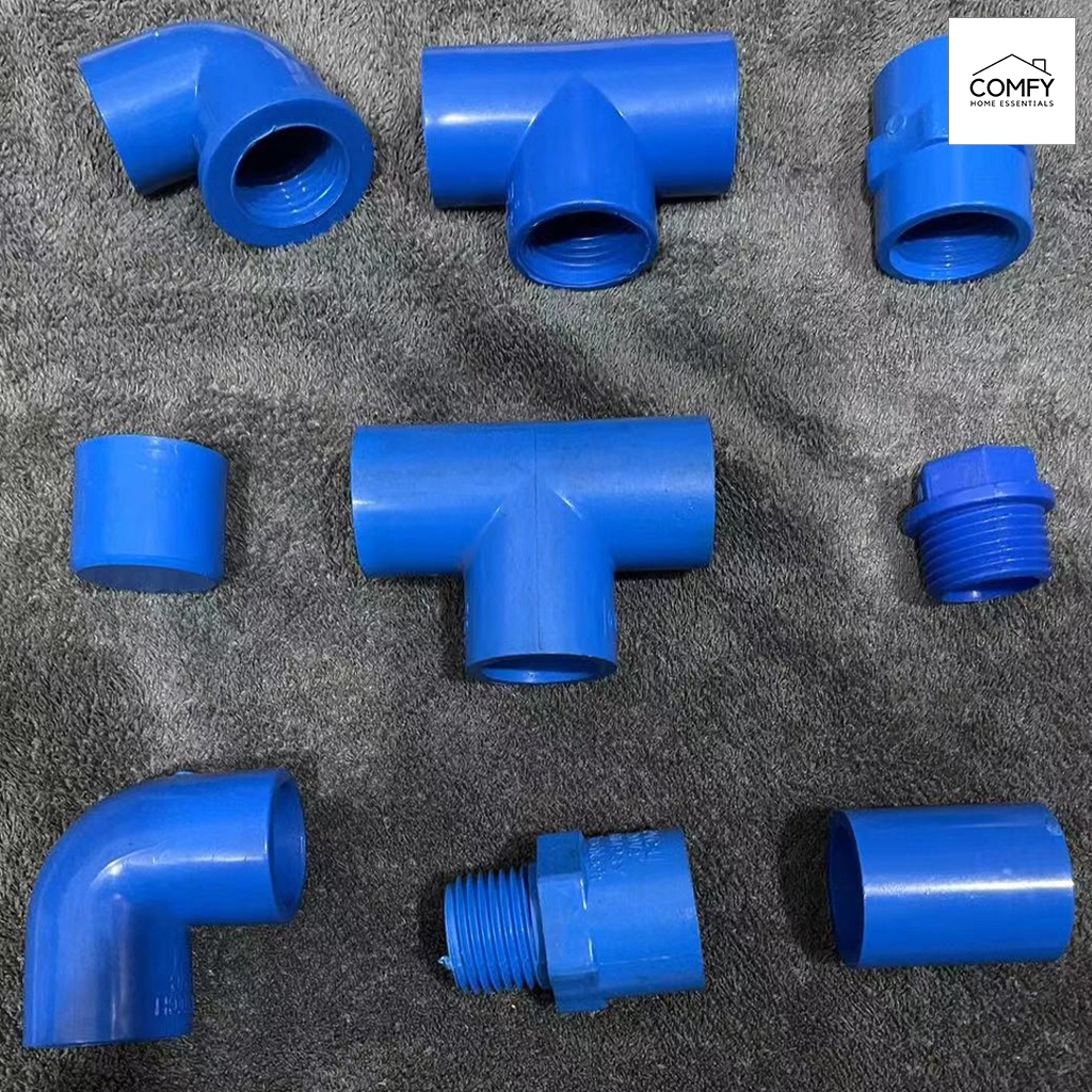 PVC Blue Water Pipe Fittings 1/2 3/4 1 Inch Coupling Elbow Tee Cap ...