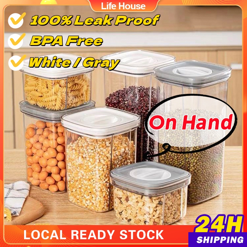 Airtight Food Storage Organizer Container with Cover Keep Fresh Clear ...