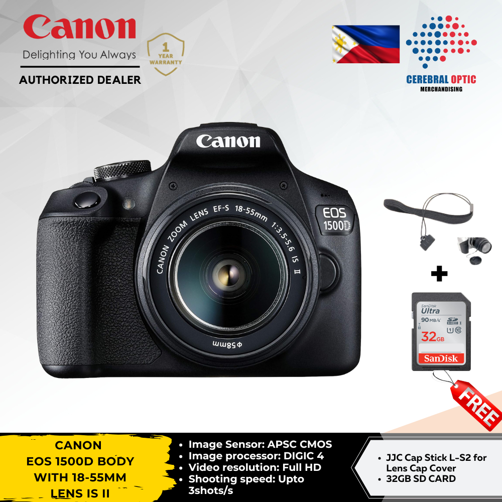 Canon EOS 1500D Body with 18-55mm Lens IS II Black - Cerebral Optic ...