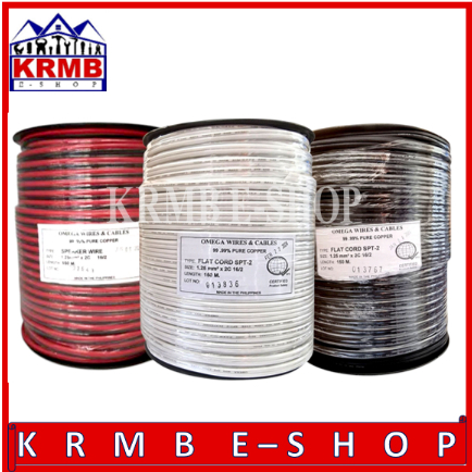 OMEGA FLAT CORD WIRE ( 16/2 150M ) WHITE-BLACK-RED/BLACK | Shopee ...