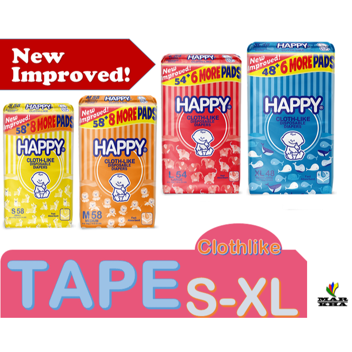 HAPPY BABY REGULAR DIAPER JUMBO PACK SMALL - XL (up to 66pcs) | Shopee ...