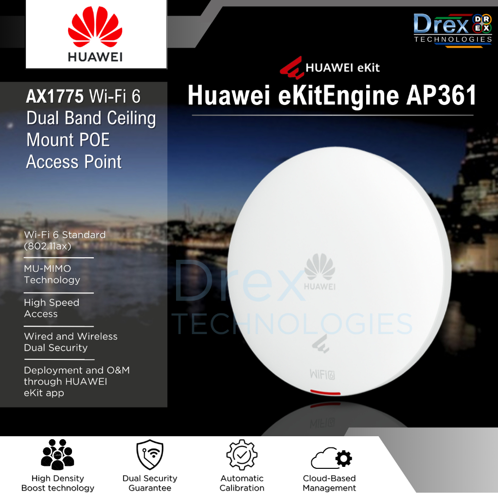 Huawei eKitEngine AP361 AX1775 Wi-Fi 6 Dual-Band Ceiling Mount POE ...
