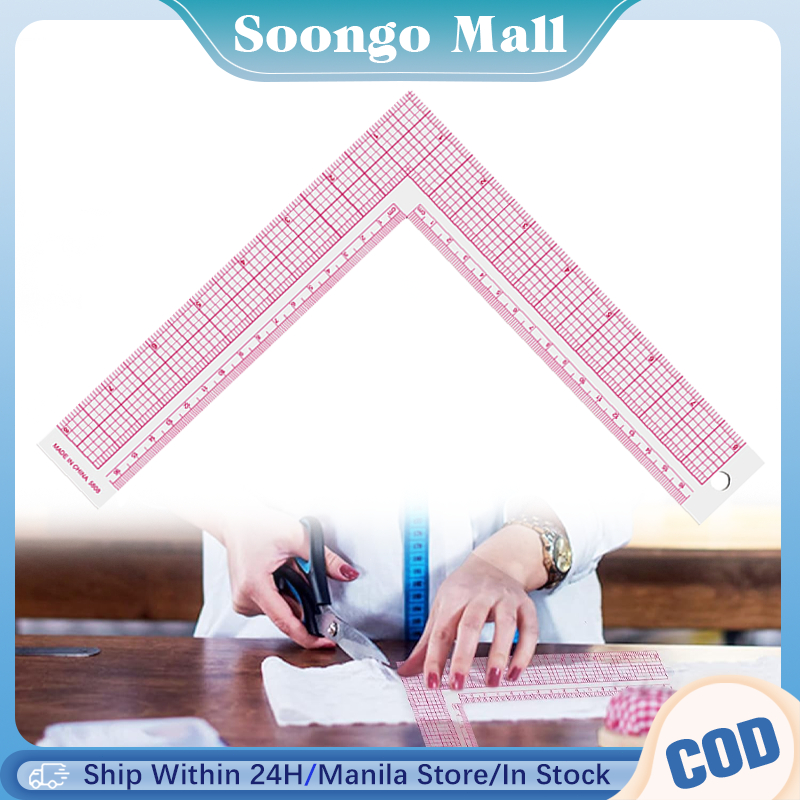 90 Degree Angle Ruler Plastic Sewing Cutting Scale Ruler With Grid ...