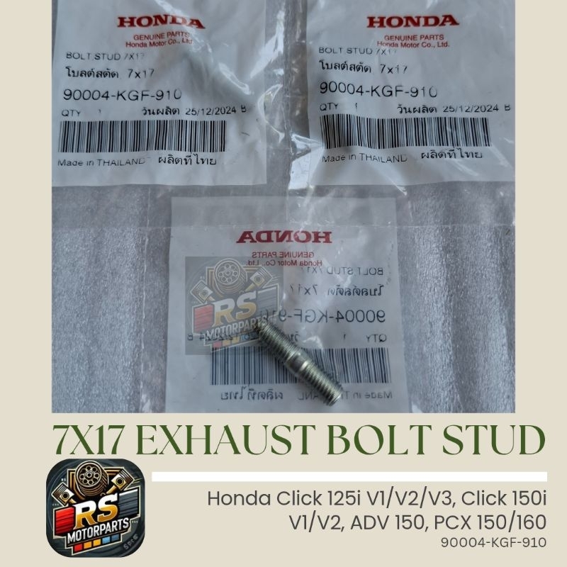 Honda Genuine Exhaust Bolt Stud Click 125i V1&V2&V3, Click 150i V1&V2 ...