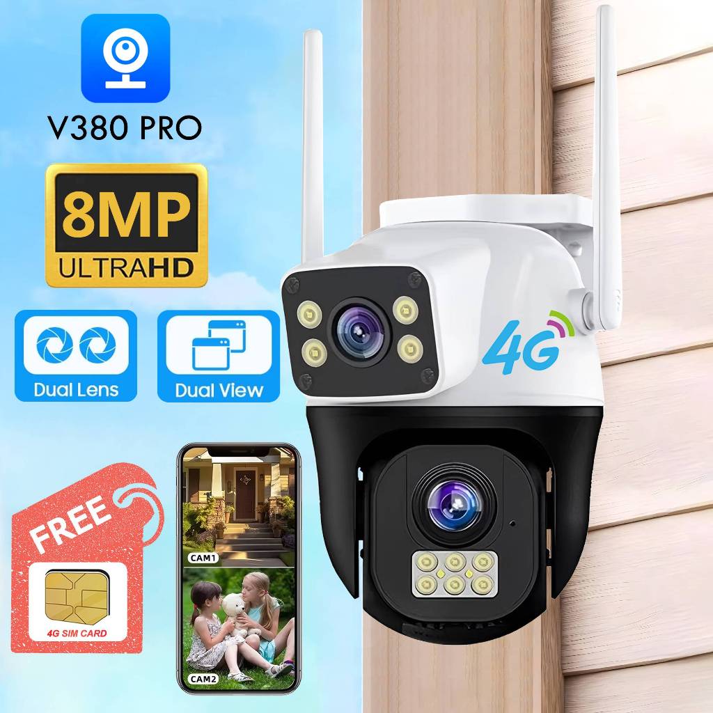 V380 8MP 4G SIM CCTV Outdoor IP66 Waterproof WIFI connect to phone ...