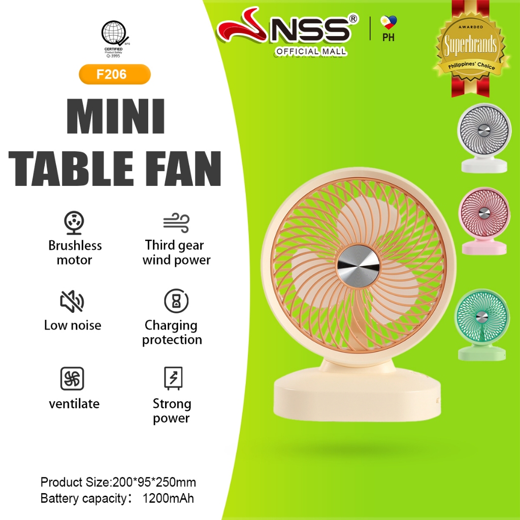 NSS Desk Electric Fan Portable Cooling Rechargeable Small Fan Office ...