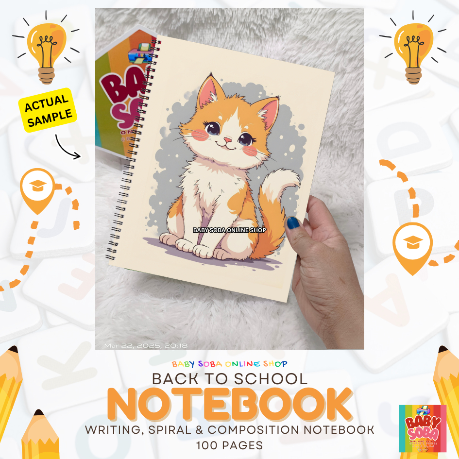 Kitty Cat Cute Design - Customized Spiral & Composition Notebook - 100 ...