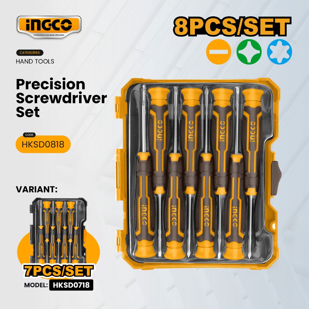 Ingco 7pcs/8pcs Precision Magnetic Screwdriver Set Slotted Phillips ...