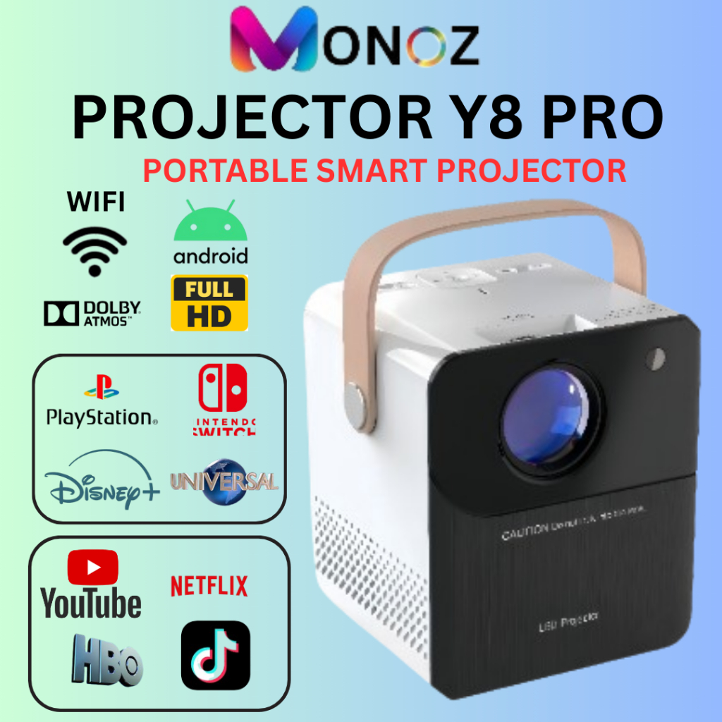 Projector Y8 PRO Portable Smart 6000 Lumens 4K UHD 1080P WiFi Bluetooth ...
