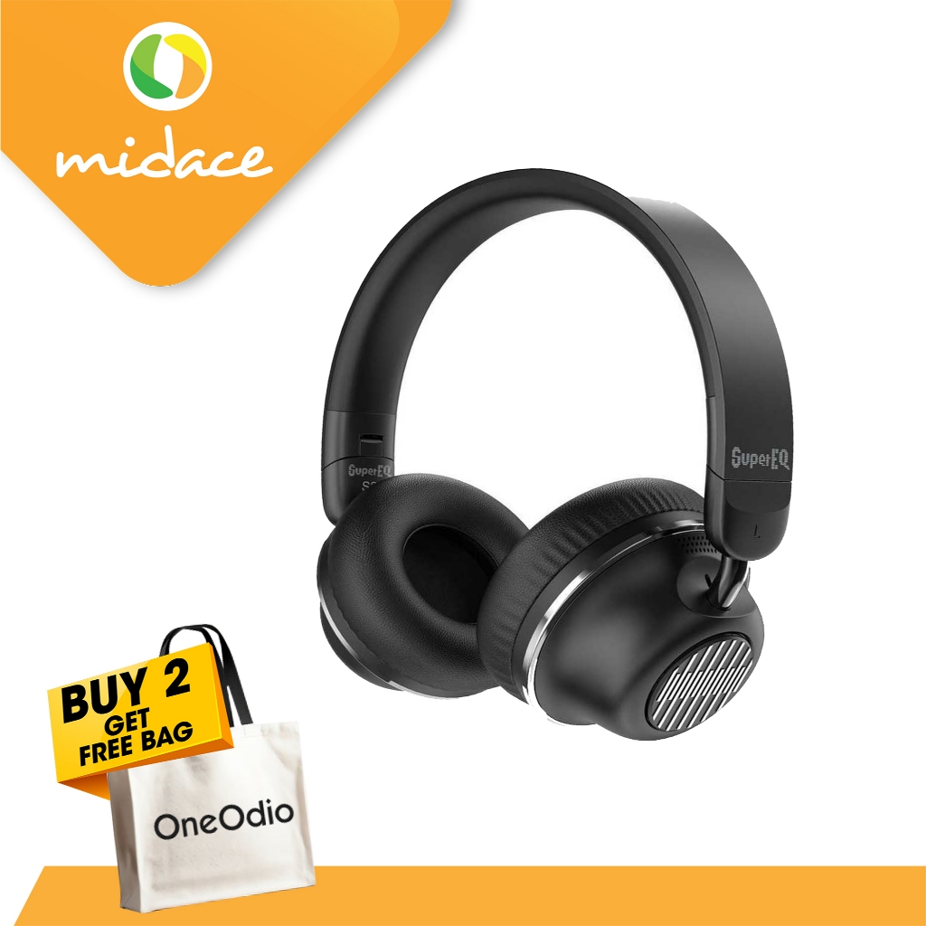 SuperEQ S2 Bluetooth Headphones - Wired & Wireless Active Noise Canceling Over-Ear, Black