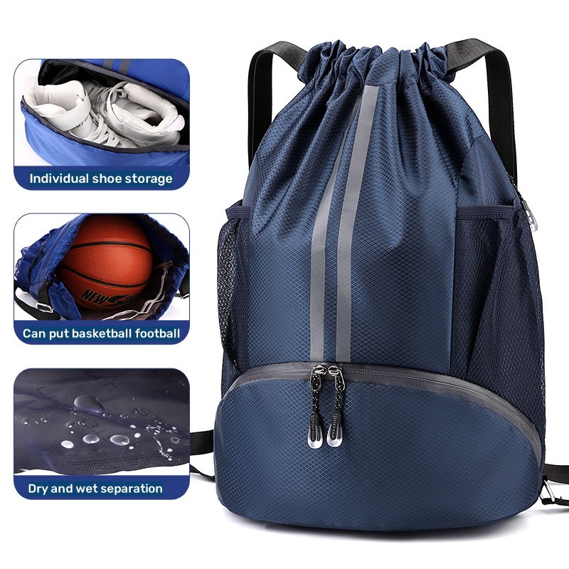 High-Capacity Waterproof Gym Draw String Unisex Men Women Sport Bag ...