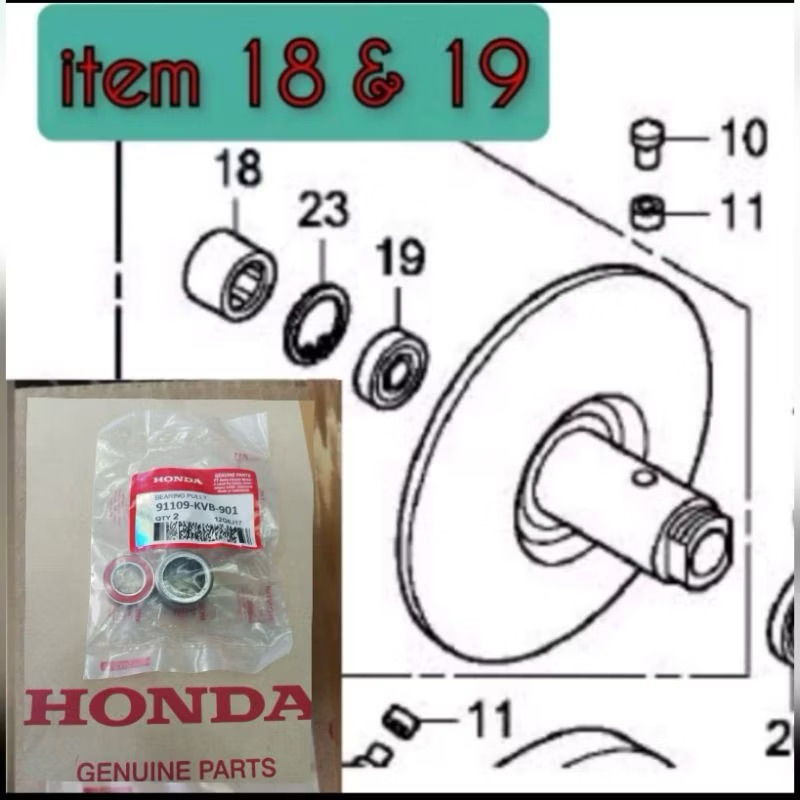 KVB TORQUE DRIVE BEARING HONDA CLICK 125 /150 BEAT Fi/ PCX 150/ ADV 15/ ...