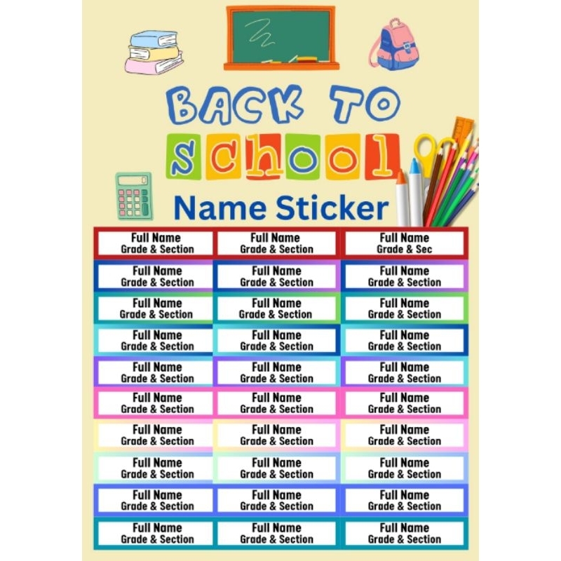 NAME STICKER LABEL FOR NOTEBOOKS/BOOKS (WATER PROOF) | Shopee Philippines
