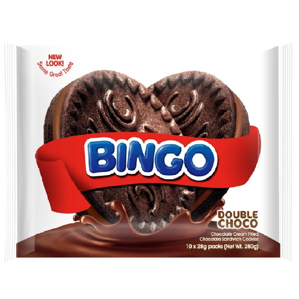 Bingo Cookie Sandwich Double Choco 28Gx10S | Shopee Philippines
