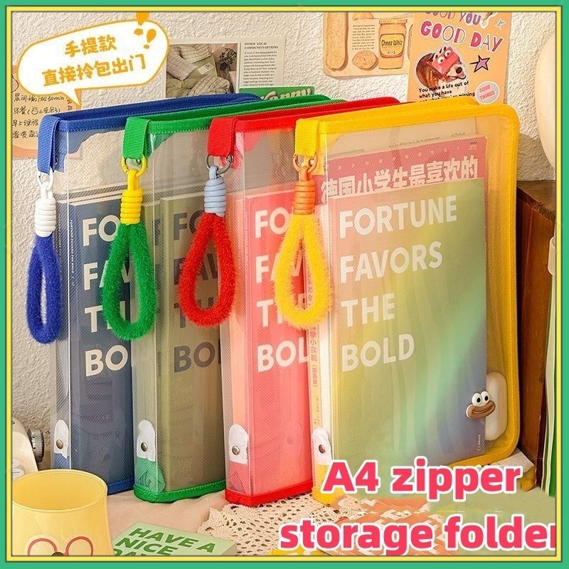 File Bag ins transparent new zipper college student large capacity A4 ...