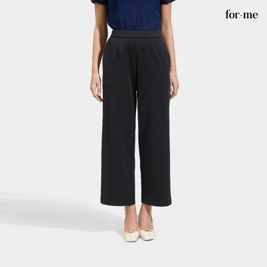 ForMe Cozy: Knit Straight Trousers For Women (Black) | Shopee Philippines