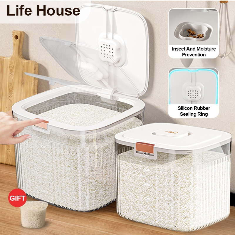 Rice Storage Box Clear Grain Container Household Cereal Rice Bucket ...